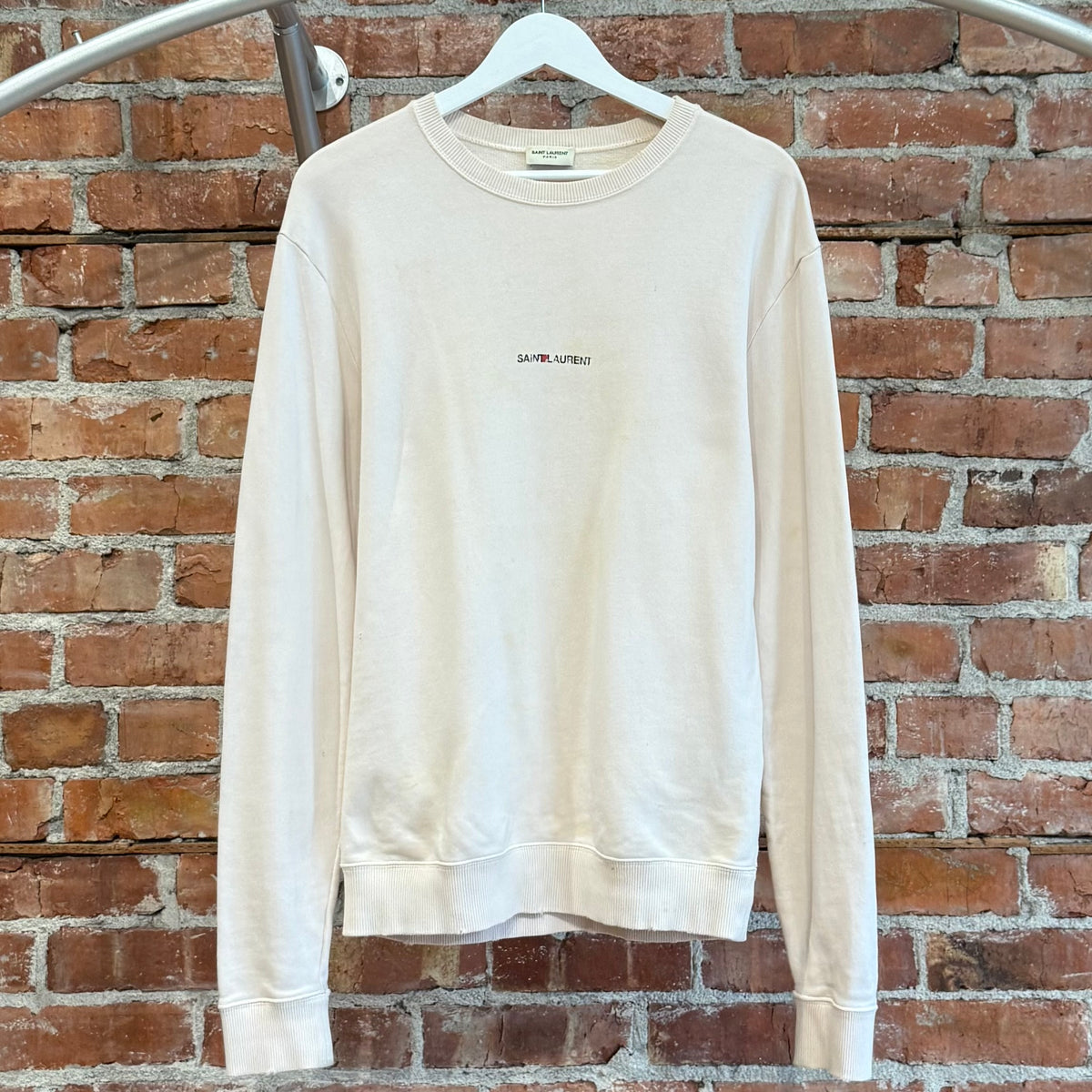 SAINT LAURENT SS17 MINI LOGO CREWNECK ‘CREAM’