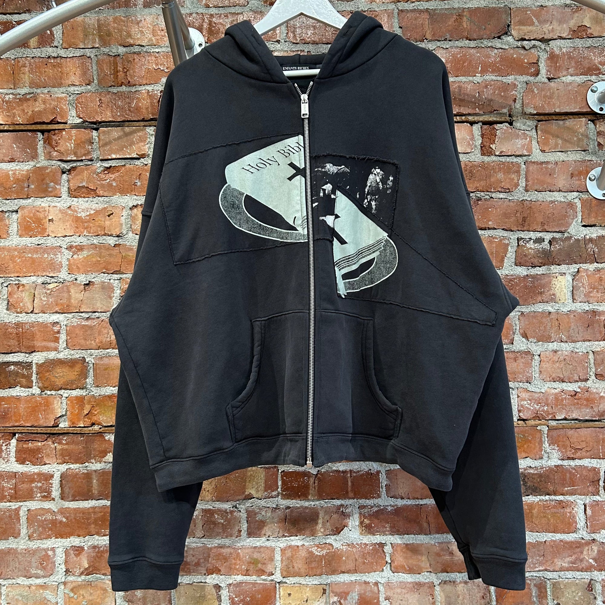 ENFANTS RICHES DEPRIMES SS25 HOLY BIBLE ASSEMBLAGE ZIP HOODIE 'BLACK'