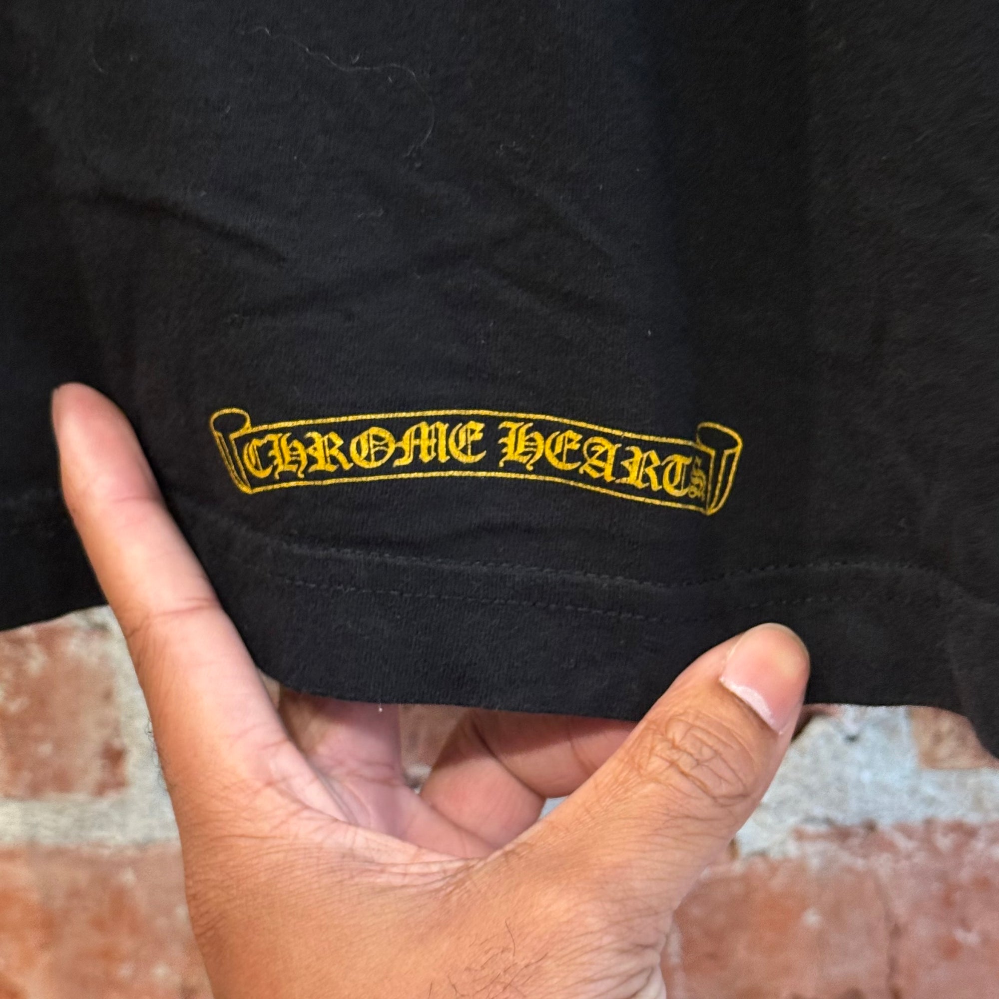 CHROME HEARTS PLUS CROSS POCKET TEE ‘BLACK/YELLOW’