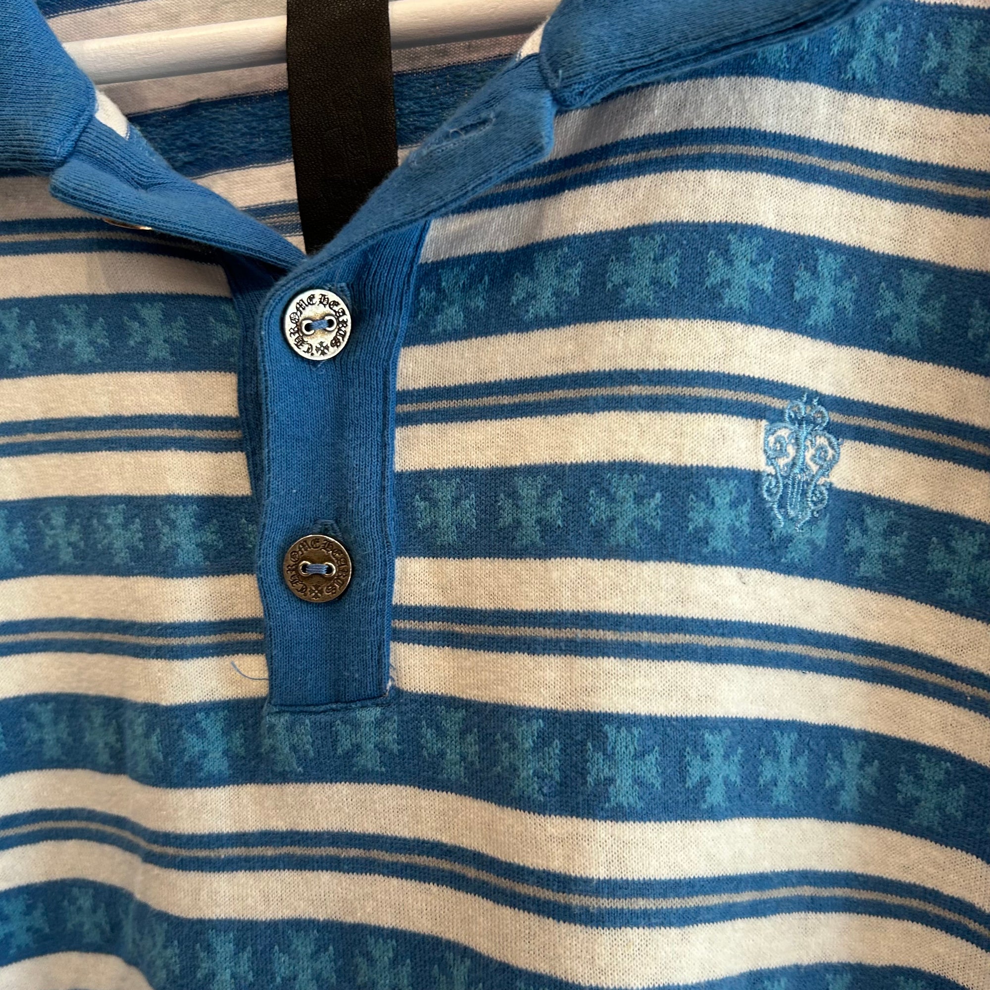 CHROME HEARTS TEENS FROM MARS STRIPED POLO SHIRT ‘BLUE’