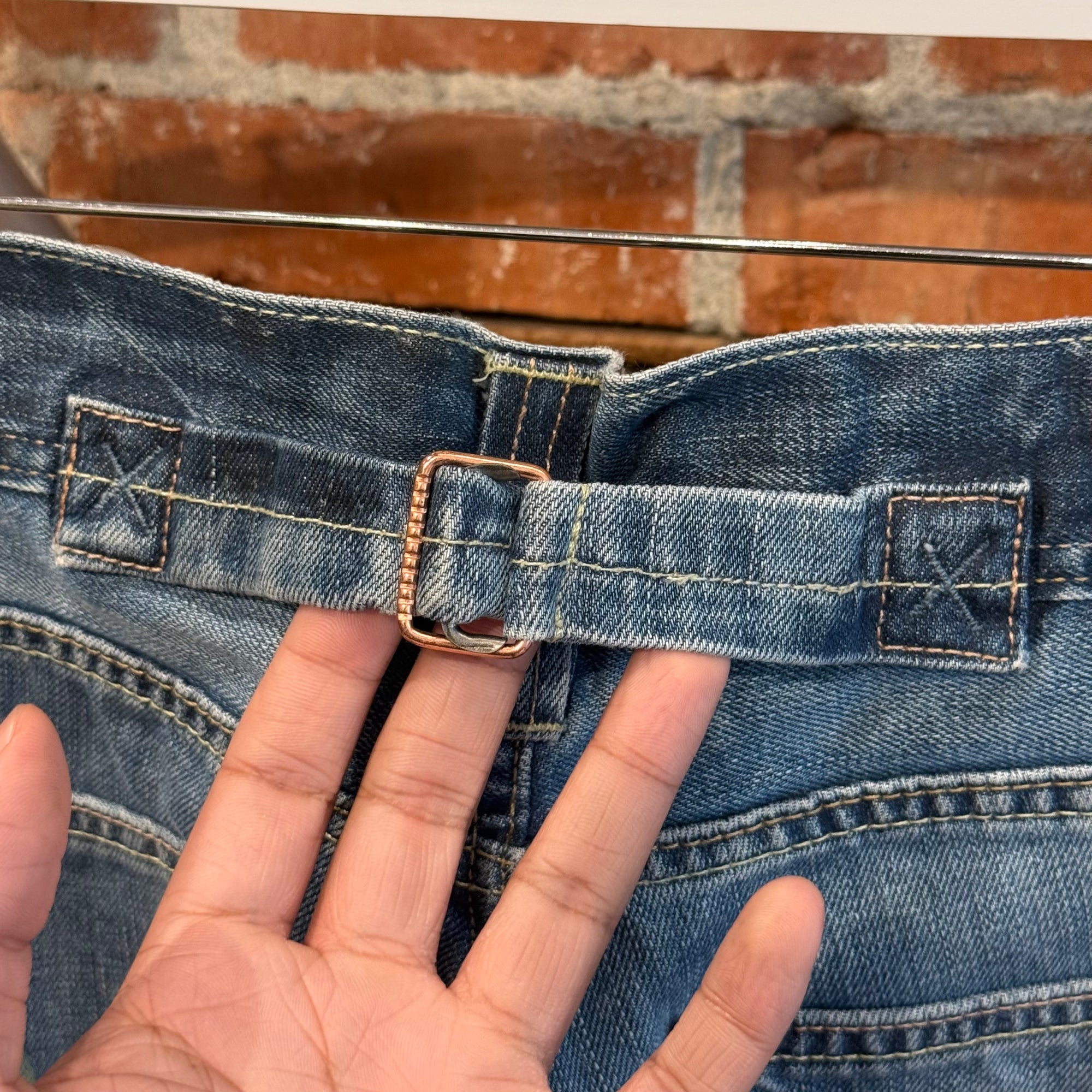 EVISU X PUMA THRASHED STRAIGHT LEG DENIM 'BLUE/MINT'