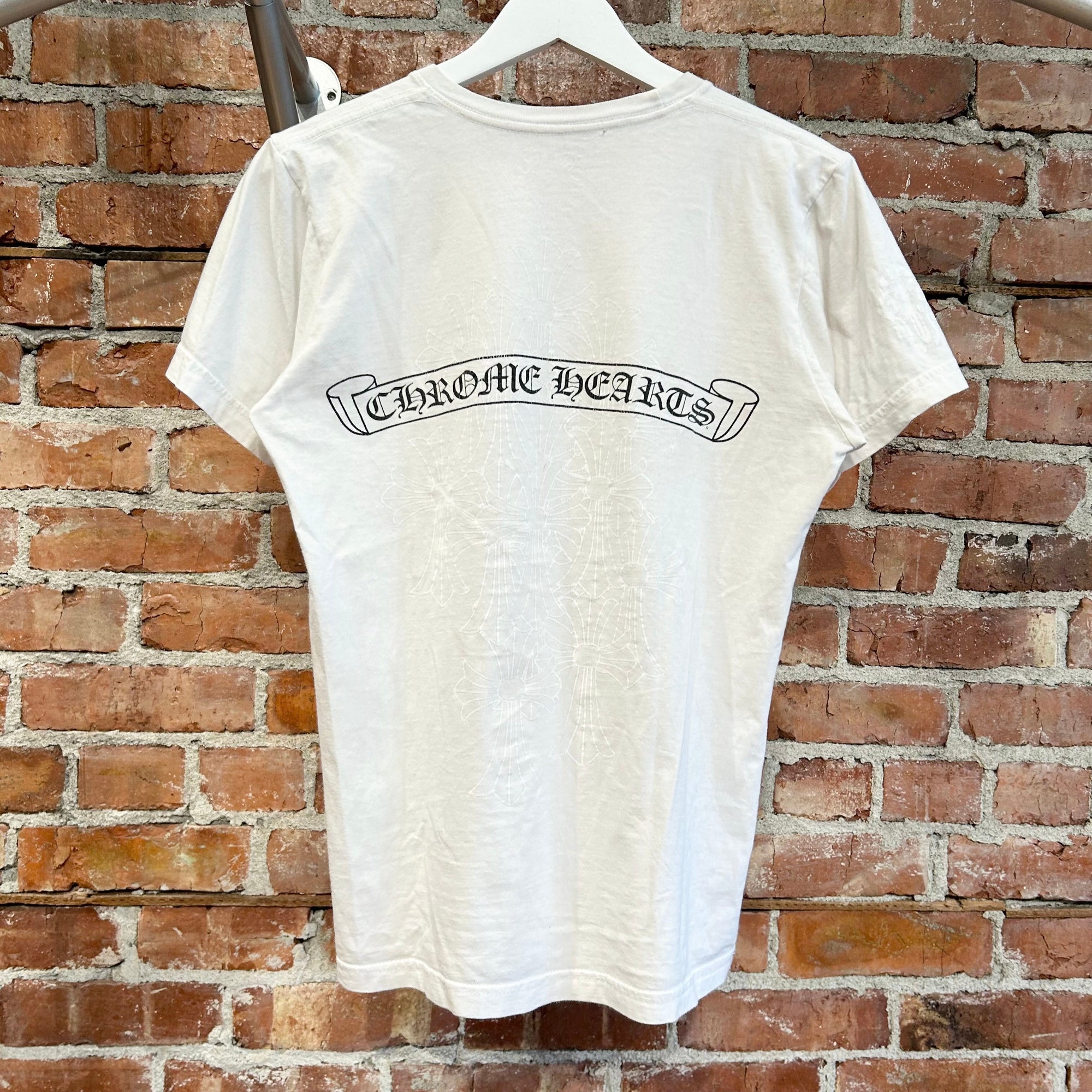 CHROME HEARTS CEMETERY CROSS POCKET TEE ‘WHITE’