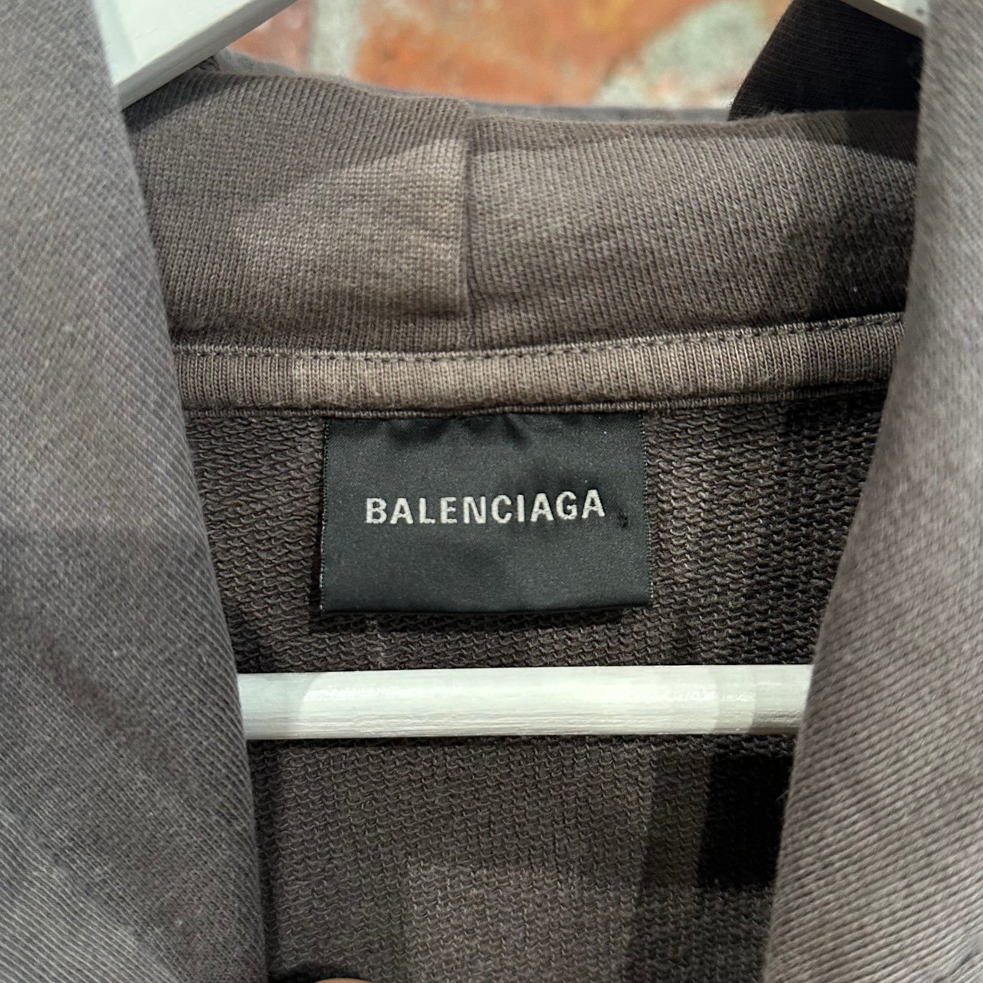 BALENCIAGA SS22 MINI LOGO HOODIE ‘ASH’