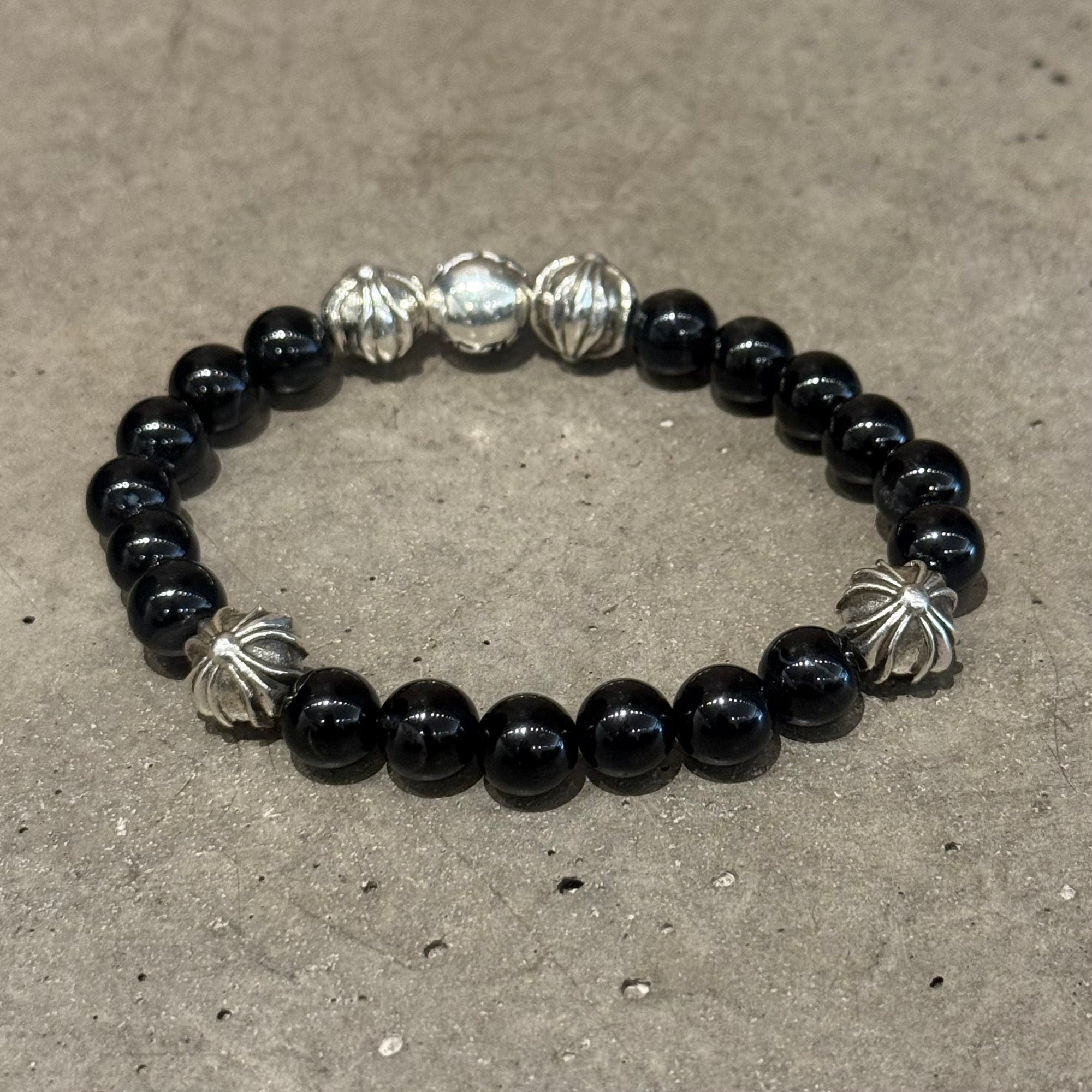 CHROME HEARTS 10MM OBSIDIAN 5-BEAD BRACELET ‘BLACK’