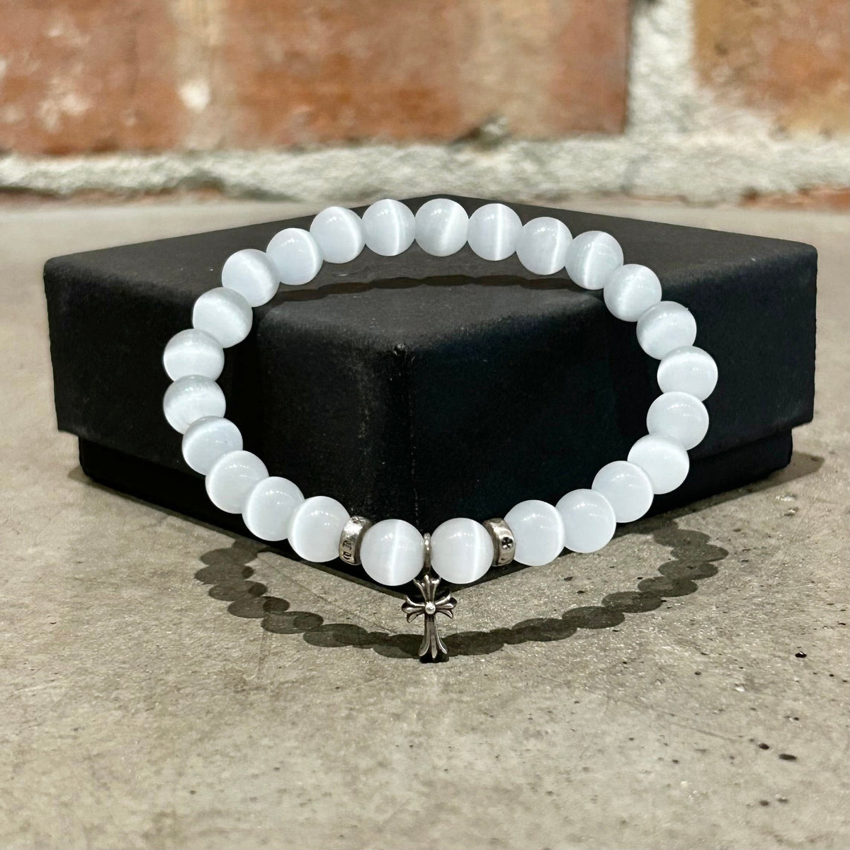 CHROME HEARTS BEADED STACK CH CROSS CHARM BRACELET ’WHITE’