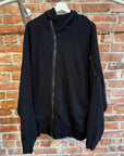 JULIUS MAINLINE WHITENOISE ASYMMETRICAL HOODIE ‘BLACK’
