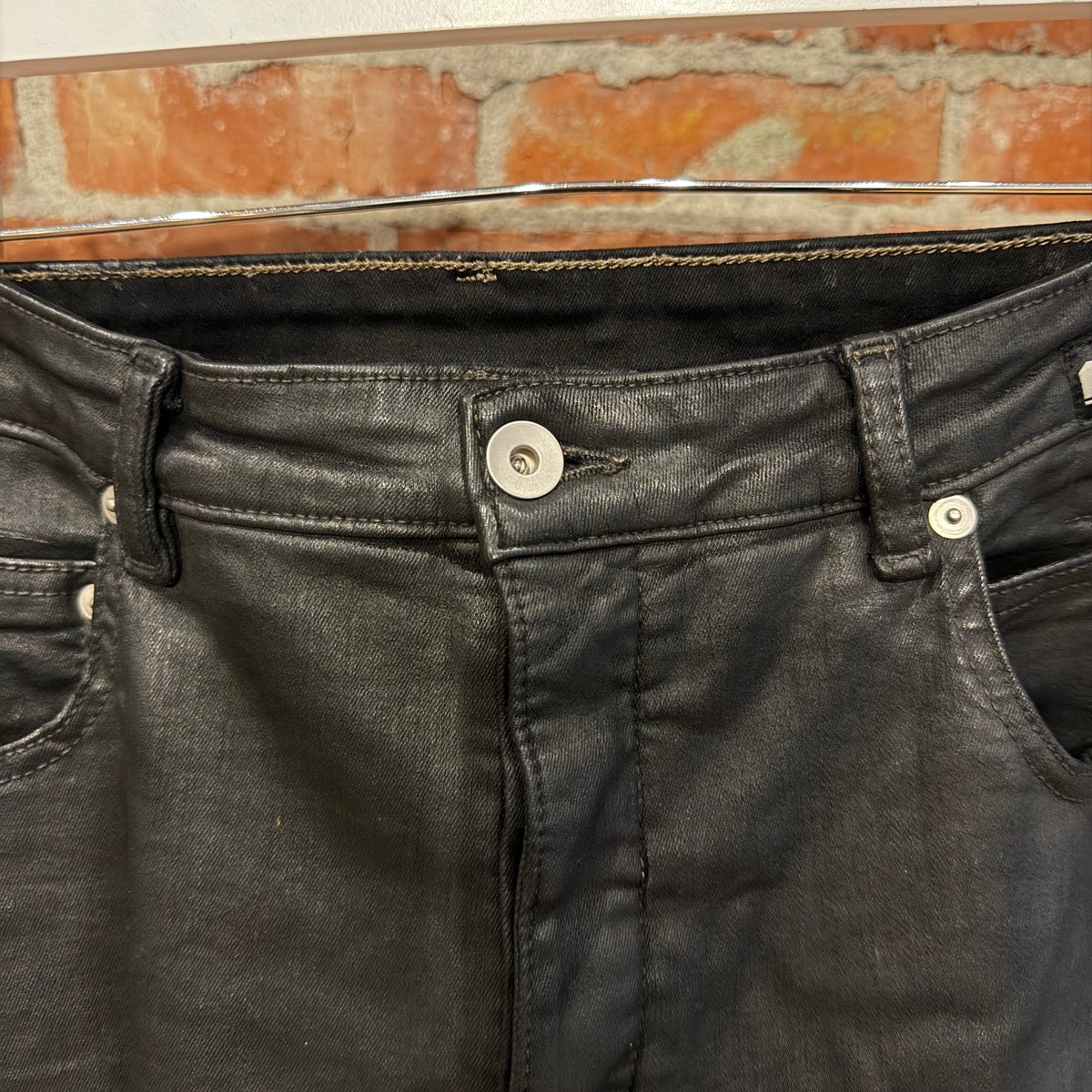 RICK OWENS SS21 PLEGETHON DRKSHDW WAXED DETROIT DENIM ‘BLACK’