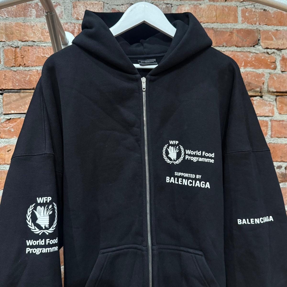 BALENCIAGA FW24 WORLD FOOD PROGRAMME ZIP HOODIE ‘BLACK’