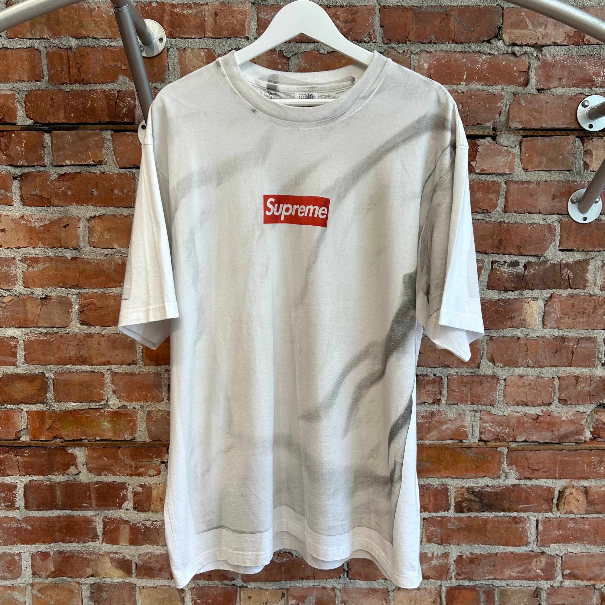 SUPREME X MARGIELA MM6 SS24 BOX LOGO TEE ‘WHITE/RED’