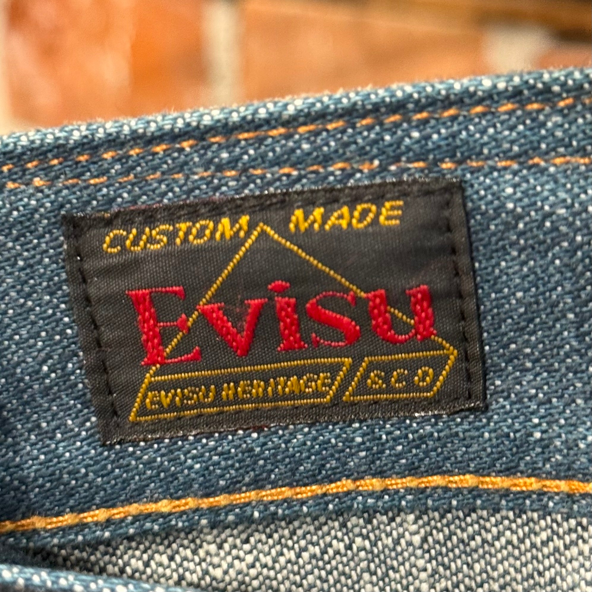 EVISU LOT 2008 THIN GULL STRAIGHT FIT DENIM ‘WASHED INDIGO/IVORY’