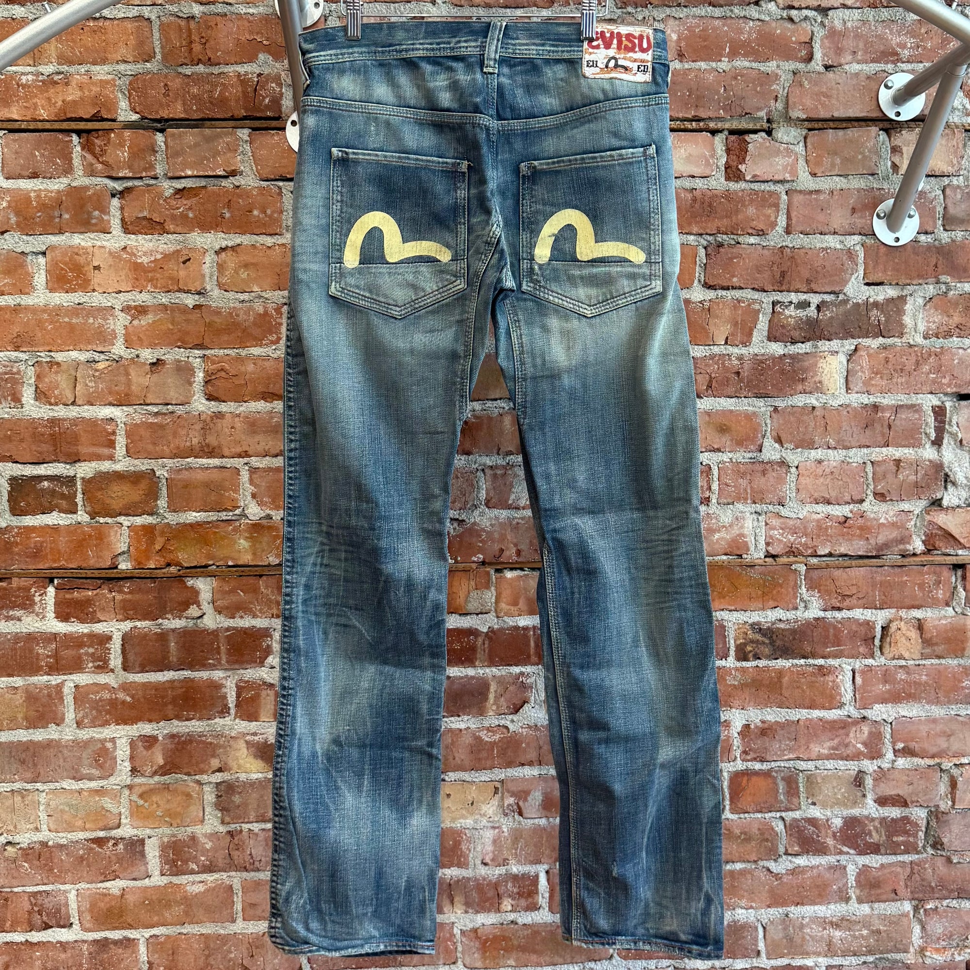 EVISU EU EXCLUSIVE THRASHED DENIM 'VINTAGE BLUE/IVORY'