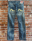 EVISU EU EXCLUSIVE THRASHED DENIM 'VINTAGE BLUE/IVORY'