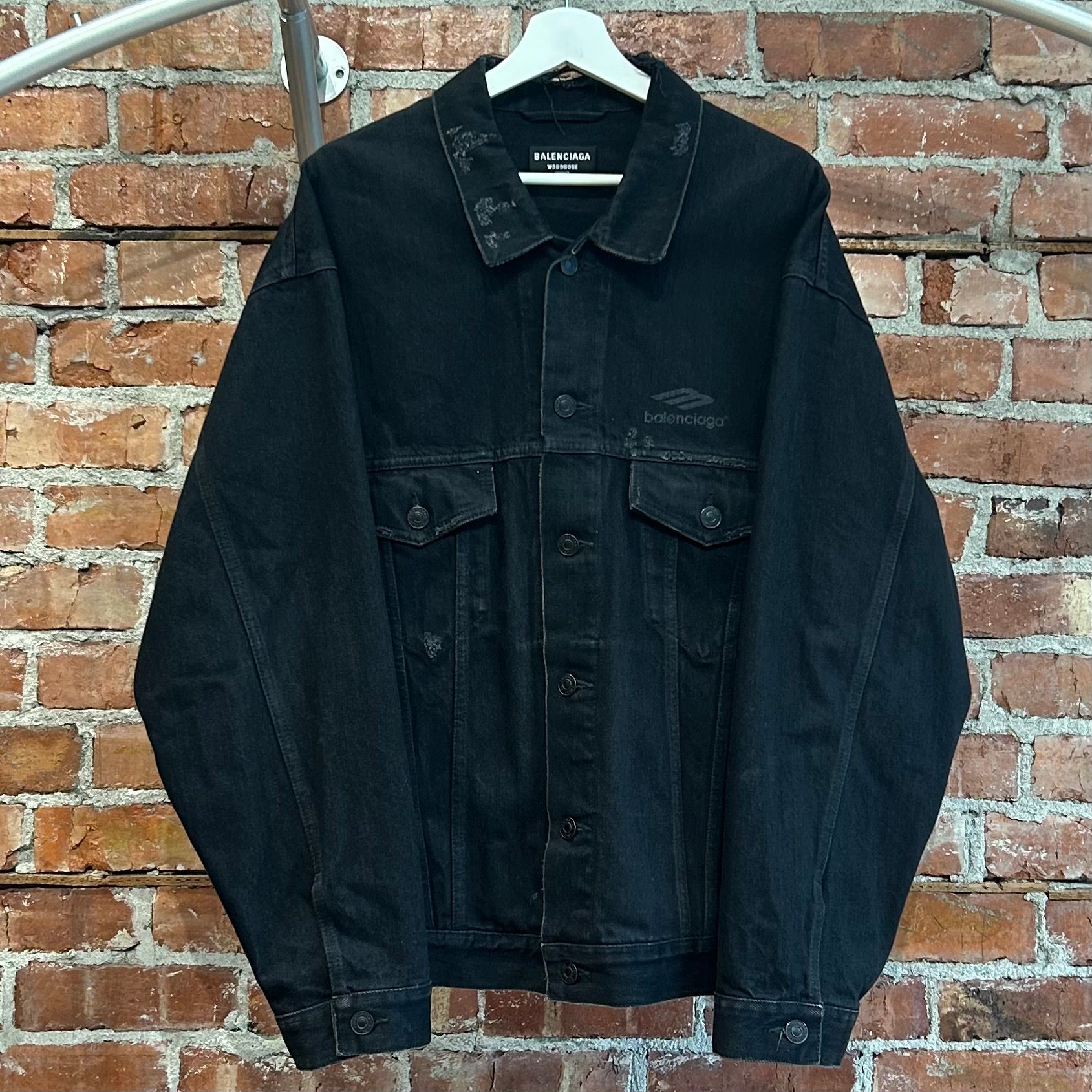 BALENCIAGA FW22 3B SPORTS ICON DENIM JACKET ‘BLACK’