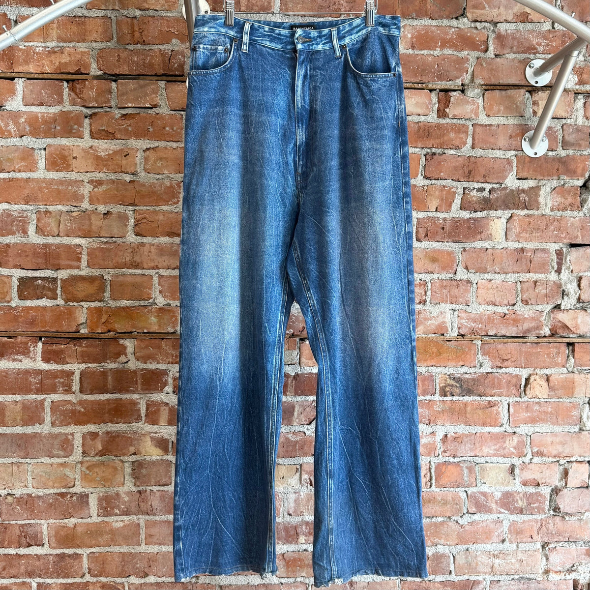 BALENCIAGA SS20 TROMPE L'OEIL DENIM PRINT SWEATPANTS ‘BLUE’