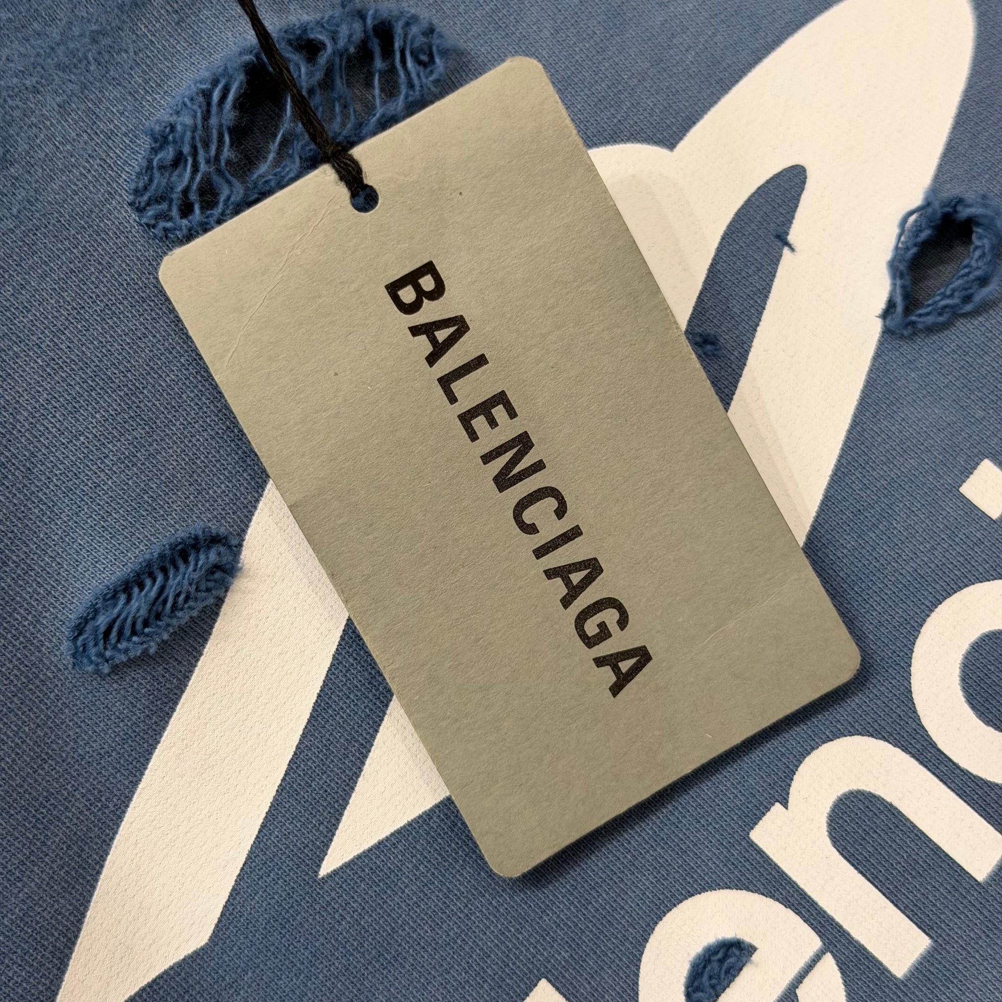 BALENCIAGA FW25 DISTRESSED 3B SPORTS ICON HOODIE ‘BLUE’