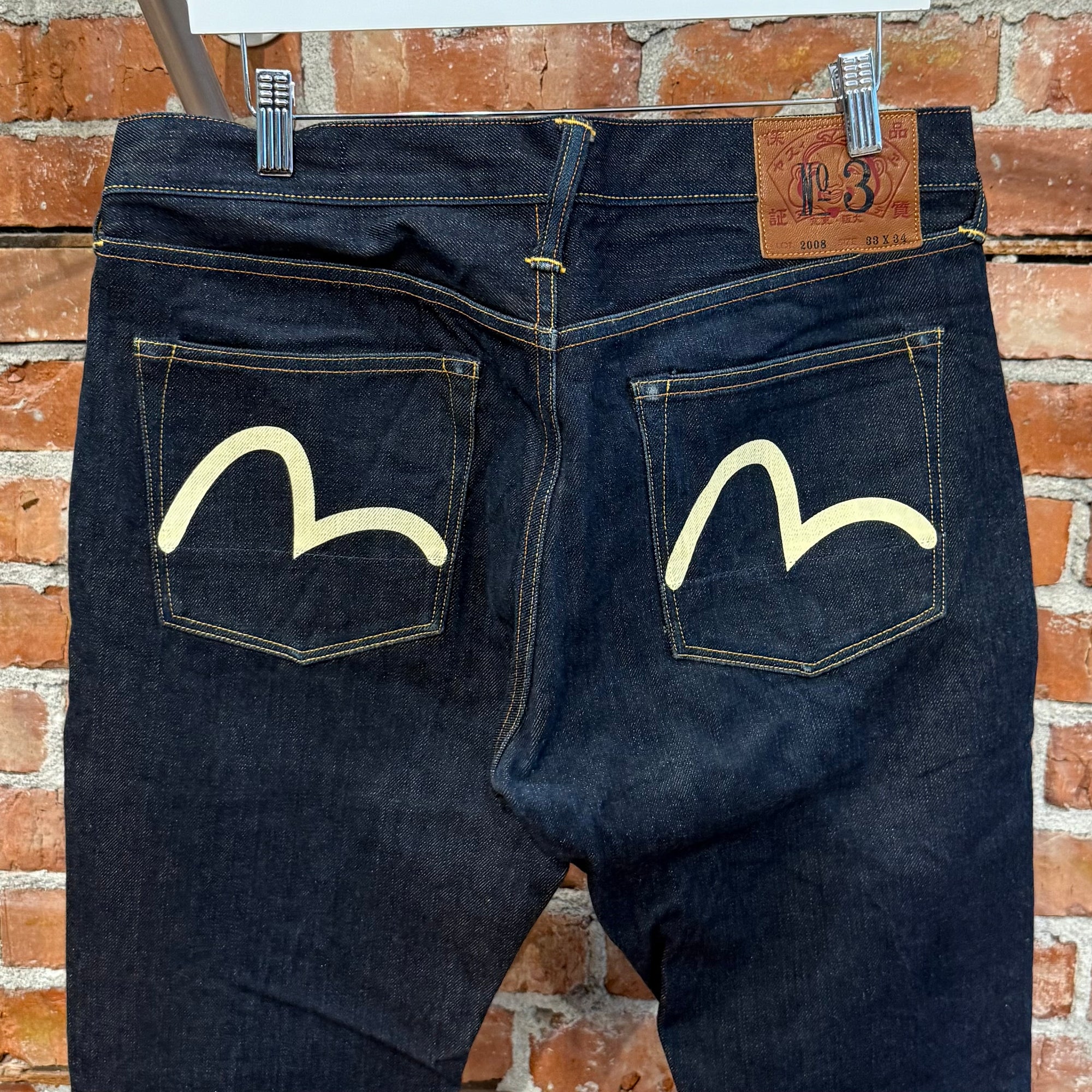 EVISU LOT 2008 THIN GULL SLIM STRAIGHT DENIM ‘INDIGO/IVORY’