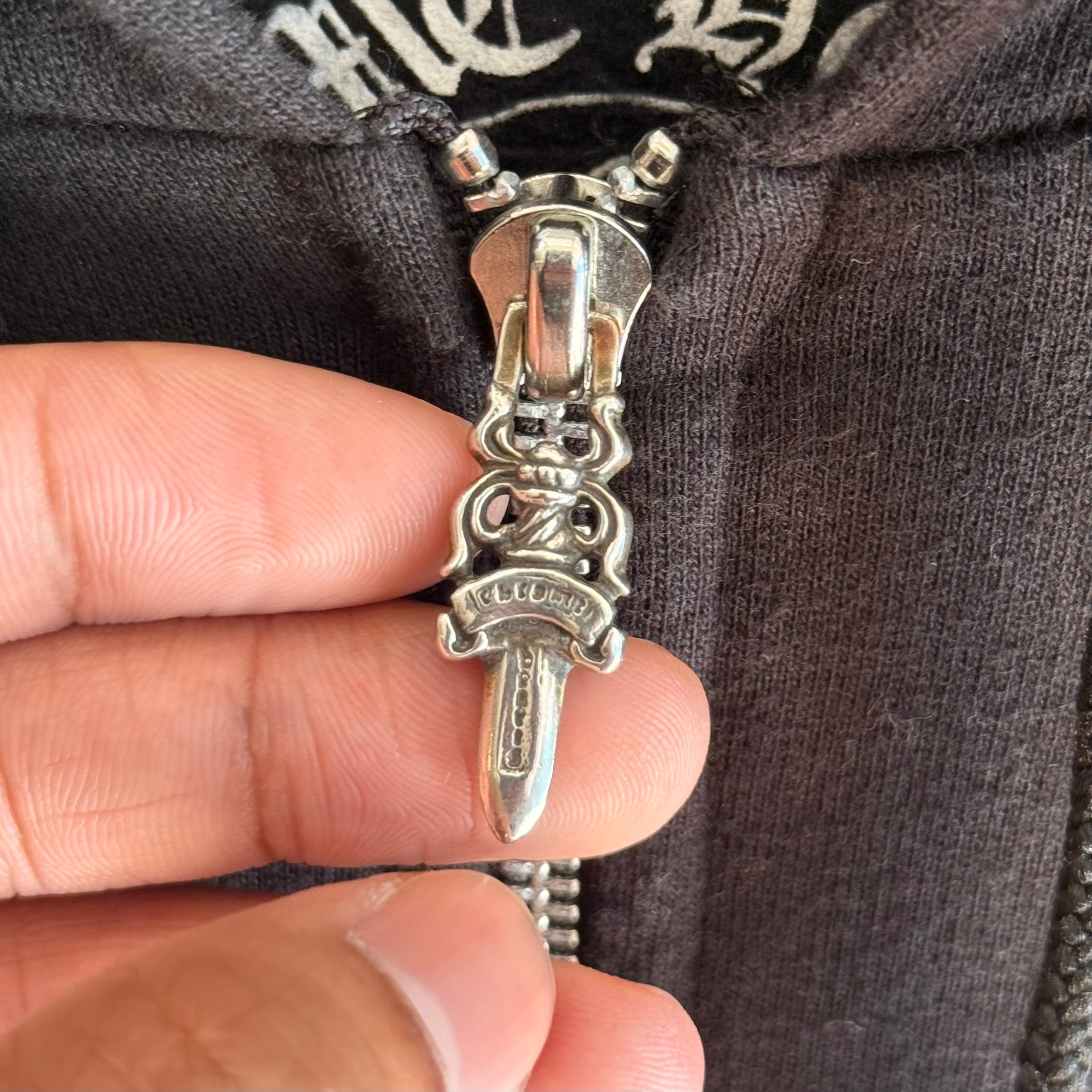 CHROME HEARTS VINTAGE PLUS CROSS FLEECE LINED ZIP UP 'BLACK/RED