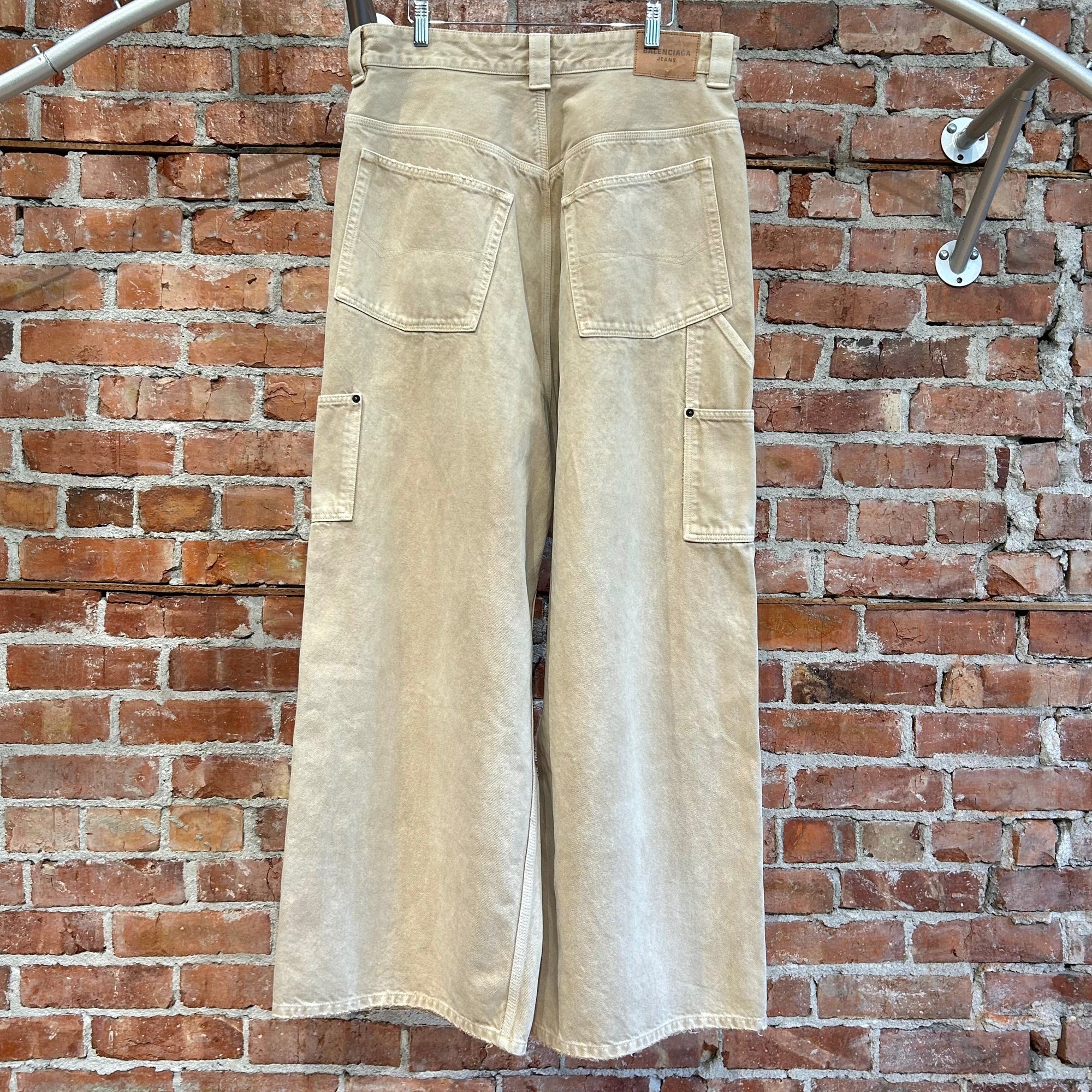 BALENCIAGA FW25 DISTRESSED DOUBLE KNEE CARPENTER PANTS ‘TAN’