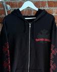 CHROME HEARTS VINTAGE PLUS CROSS FLEECE LINED ZIP UP 'BLACK/RED'