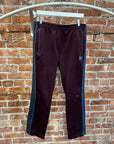 NEEDLES NARROW TRACK PANTS ‘MAROON/AQUA’