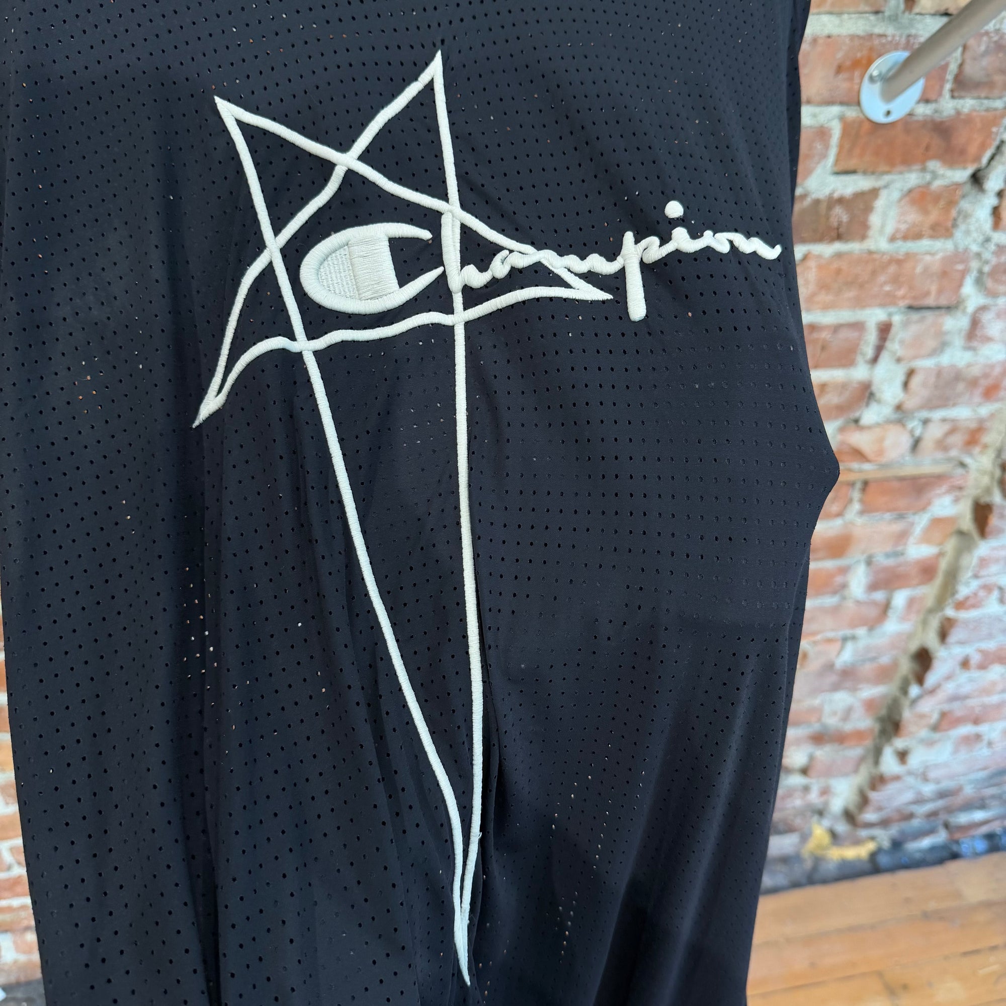 RICK OWENS DRKSHDW x CHAMPION MESH JERSEY TEE ‘BLACK’