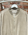ERMENEGILDO ZEGNA PERFORATED LEATHER BOMBER ‘TAUPE’