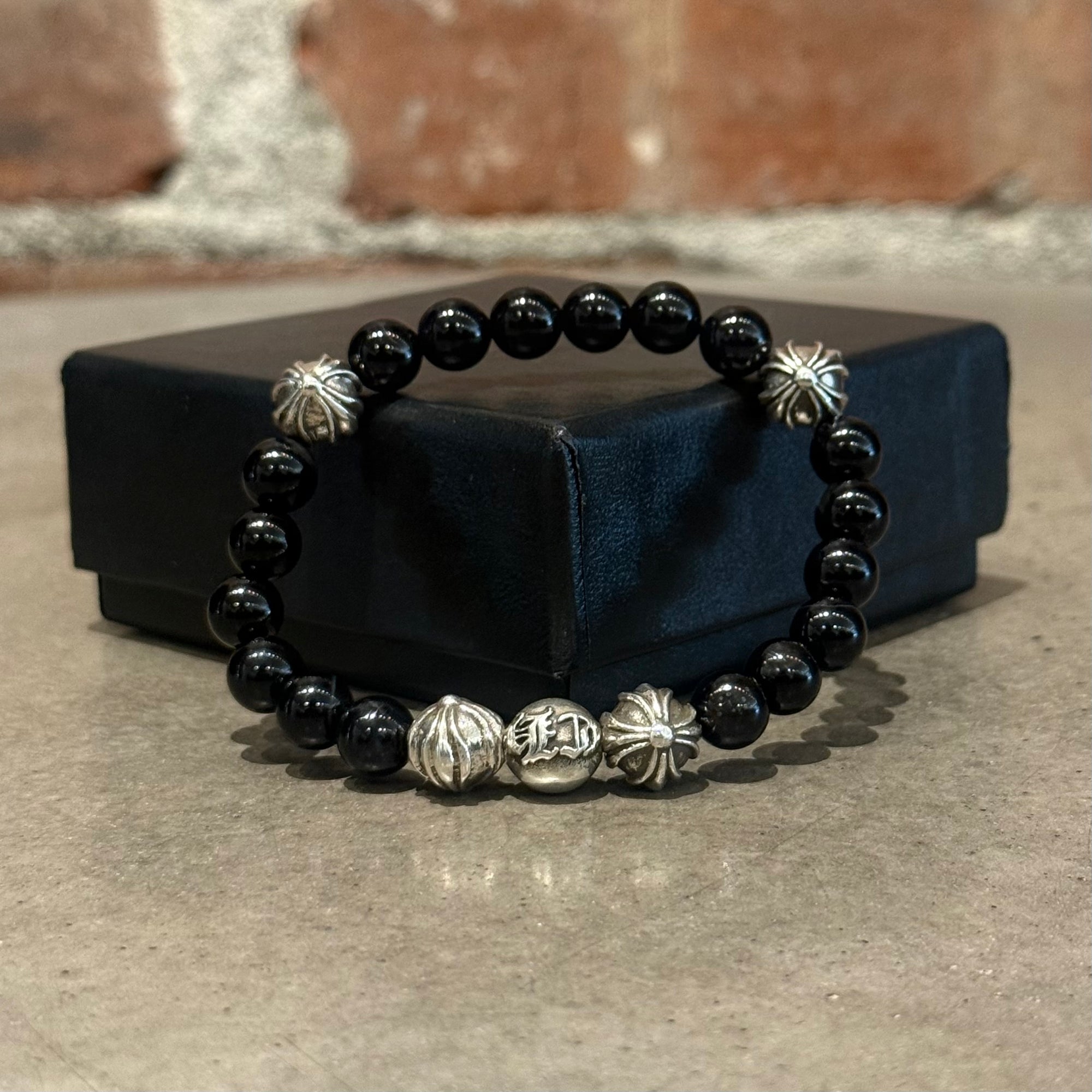 CHROME HEARTS 10MM OBSIDIAN 5-BEAD BRACELET ‘BLACK’