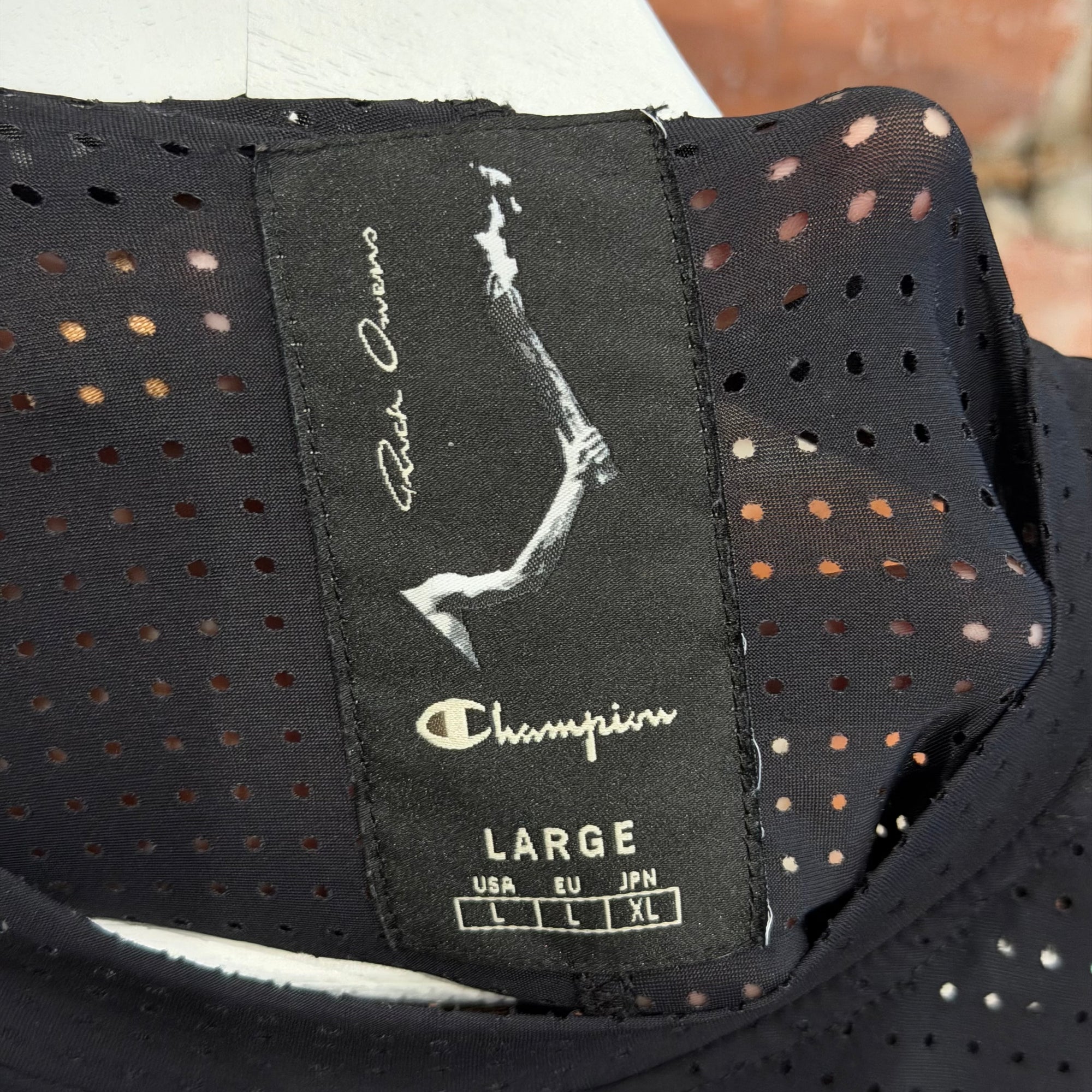 RICK OWENS DRKSHDW x CHAMPION MESH JERSEY TEE ‘BLACK’