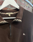 BURBERRY MOCK NECK QUARTER ZIP SWEATER ‘BROWN’