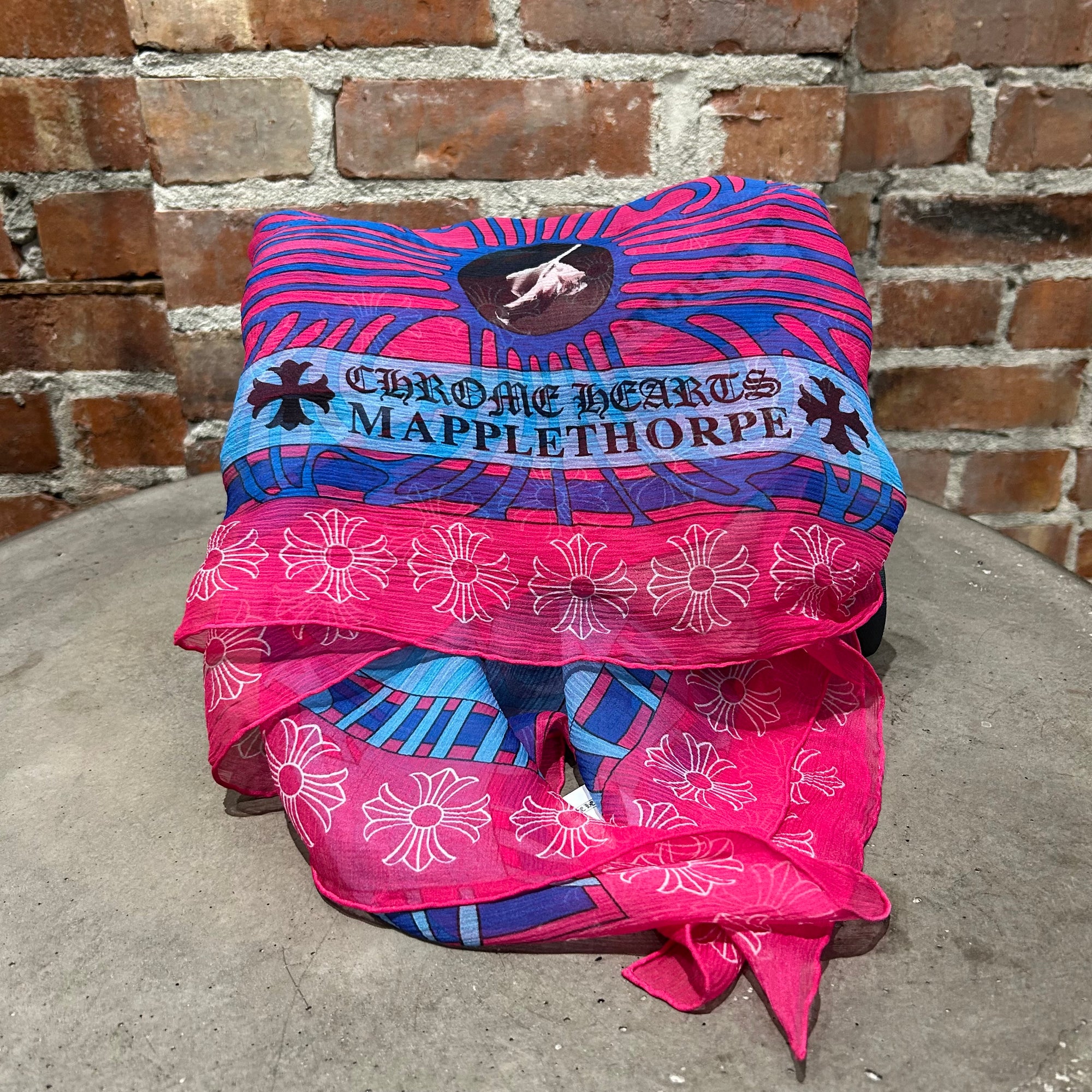 CHROME HEARTS MAPPLETHORPE SILK SCARF ‘PINK’