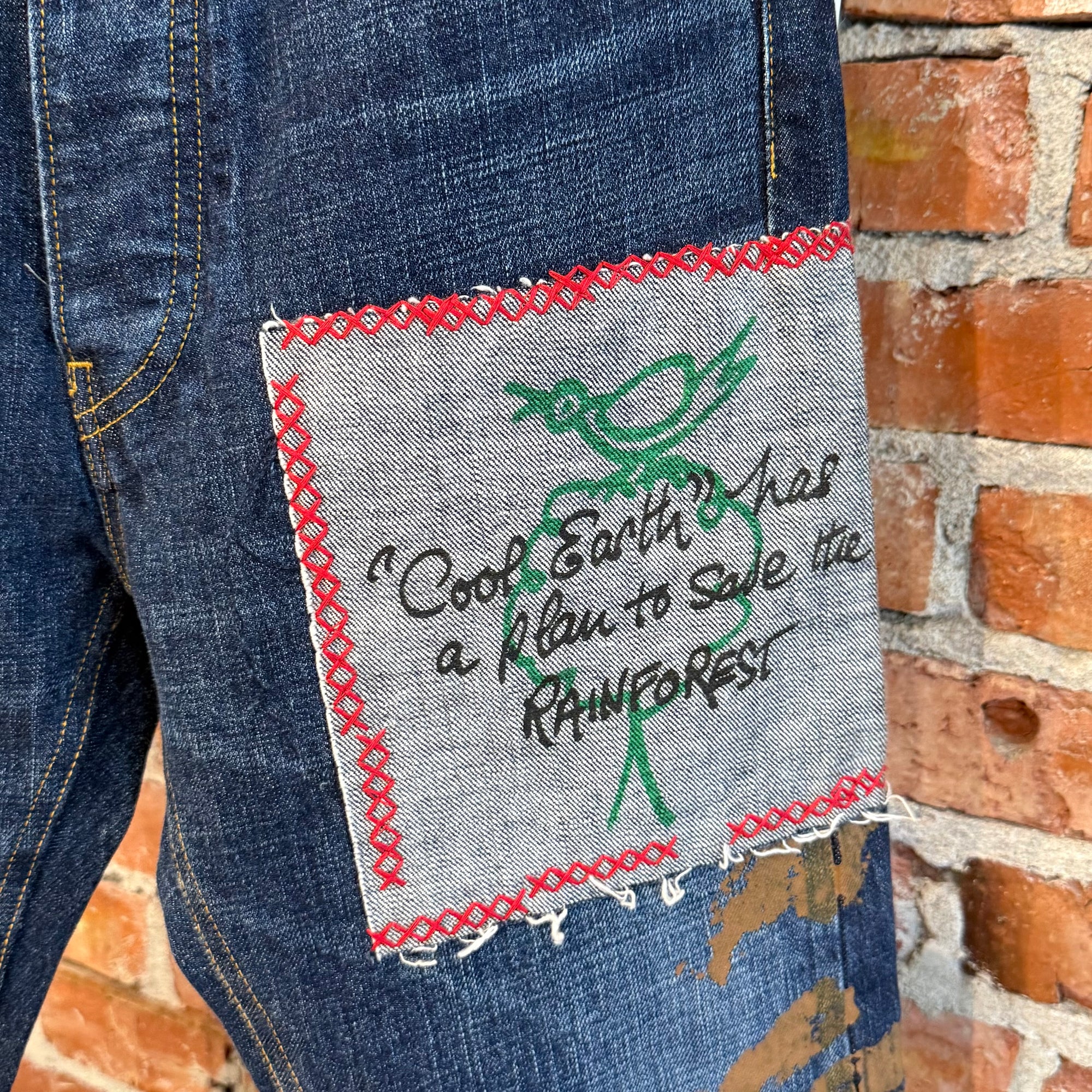 VIVIENNE WESTWOOD MAN "SAVE THE EARTH" PATCHWORK DENIM ‘BLUE’