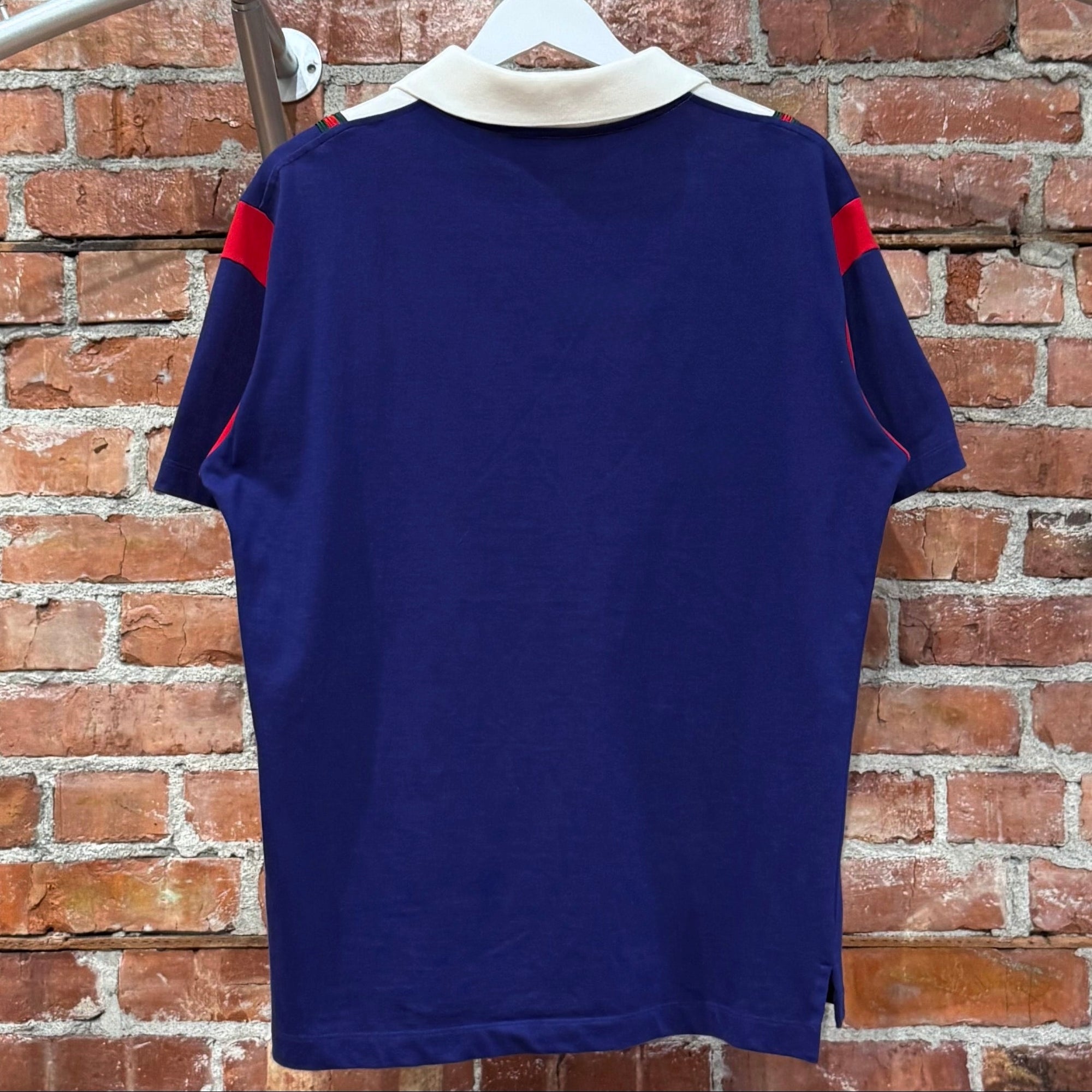 GUCCI APPLIQUED WEBBING TRIMMED POLO SHIRT ‘MULTI’