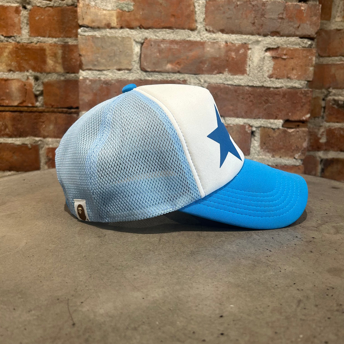 BAPE BAPESTA TRUCKER HAT ‘LIGHT BLUE/WHITE’