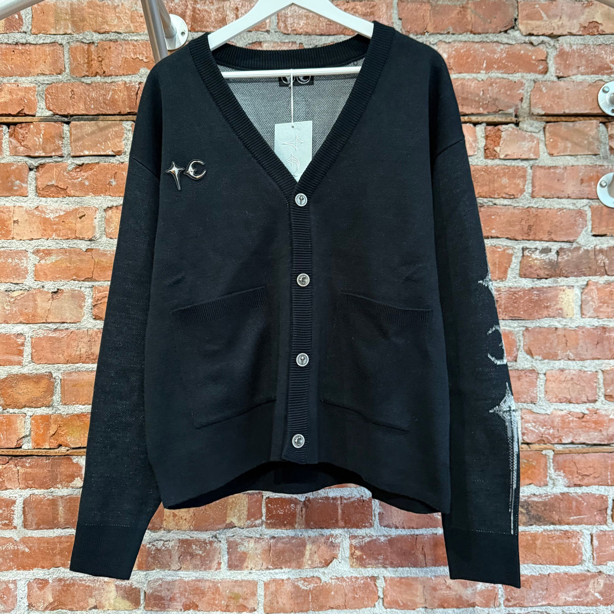 THUG CLUB BONE KNIT CARDIGAN ‘BLACK’
