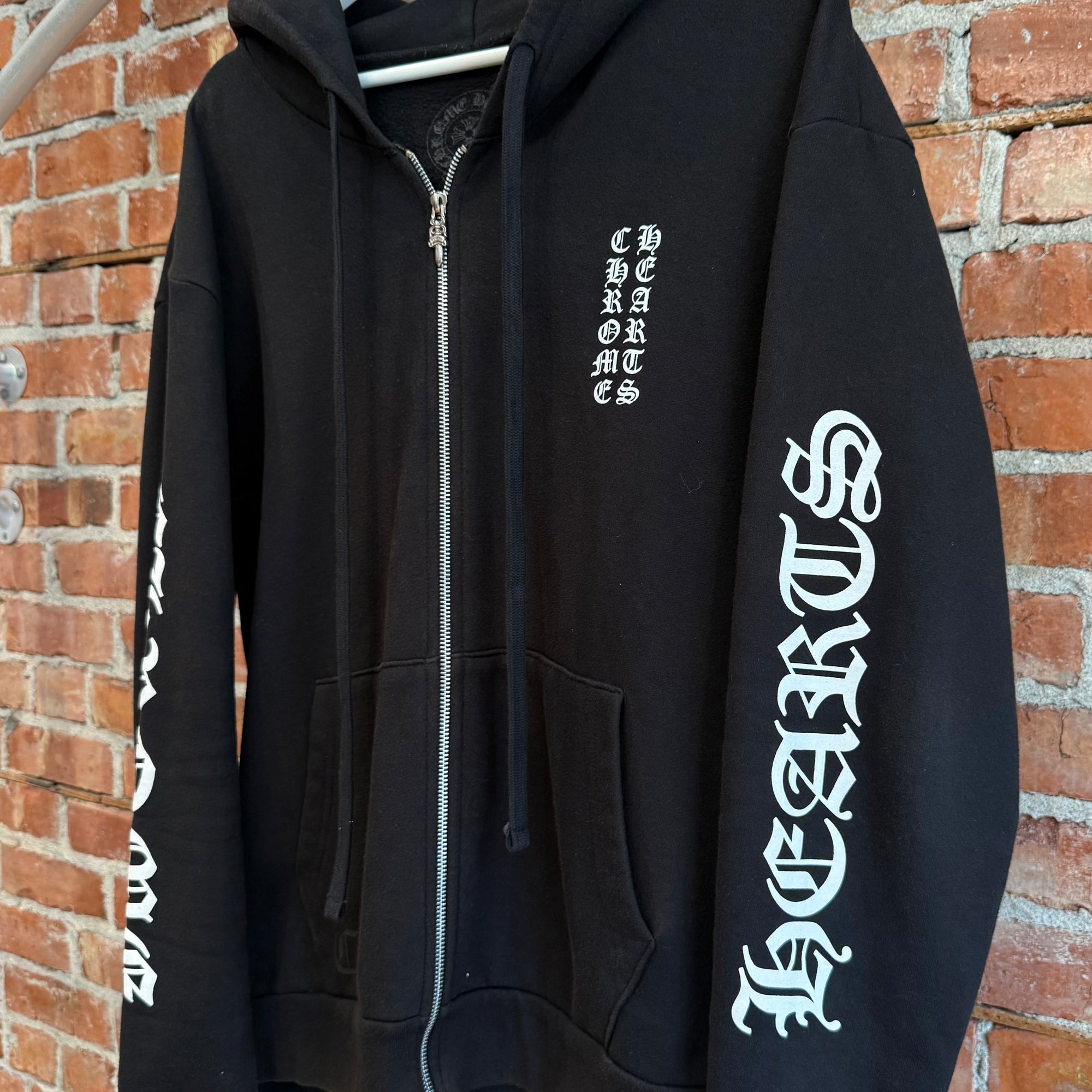 CHROME HEARTS VERTICAL LOGO ZIP HOODIE ’BLACK’