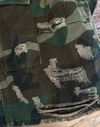 BASKETCASE GALLERY DISTRESSED CARGO SHORTS ‘CAMO’