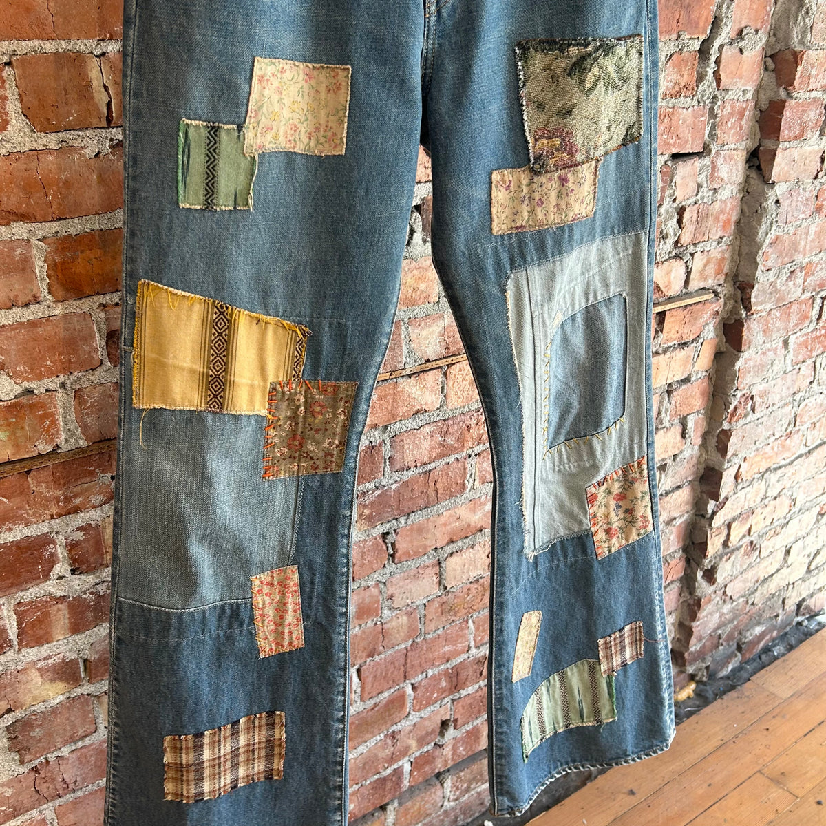 KAPITAL KOUNTRY OKABILLY FLARED PATCHWORK DENIM ‘BLUE’