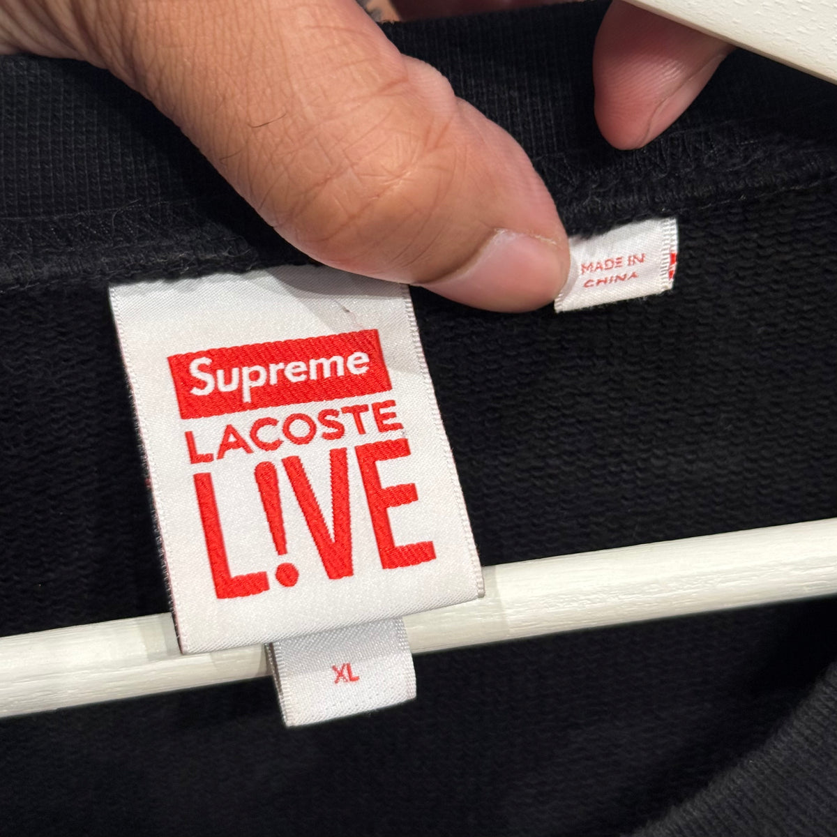 SUPREME SS18 LACOSTE CREWNECK ‘BLACK’