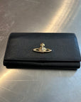 VIVIENNE WESTWOOD GOLD ORB LEATHER LONG WALLET 'BLACK'