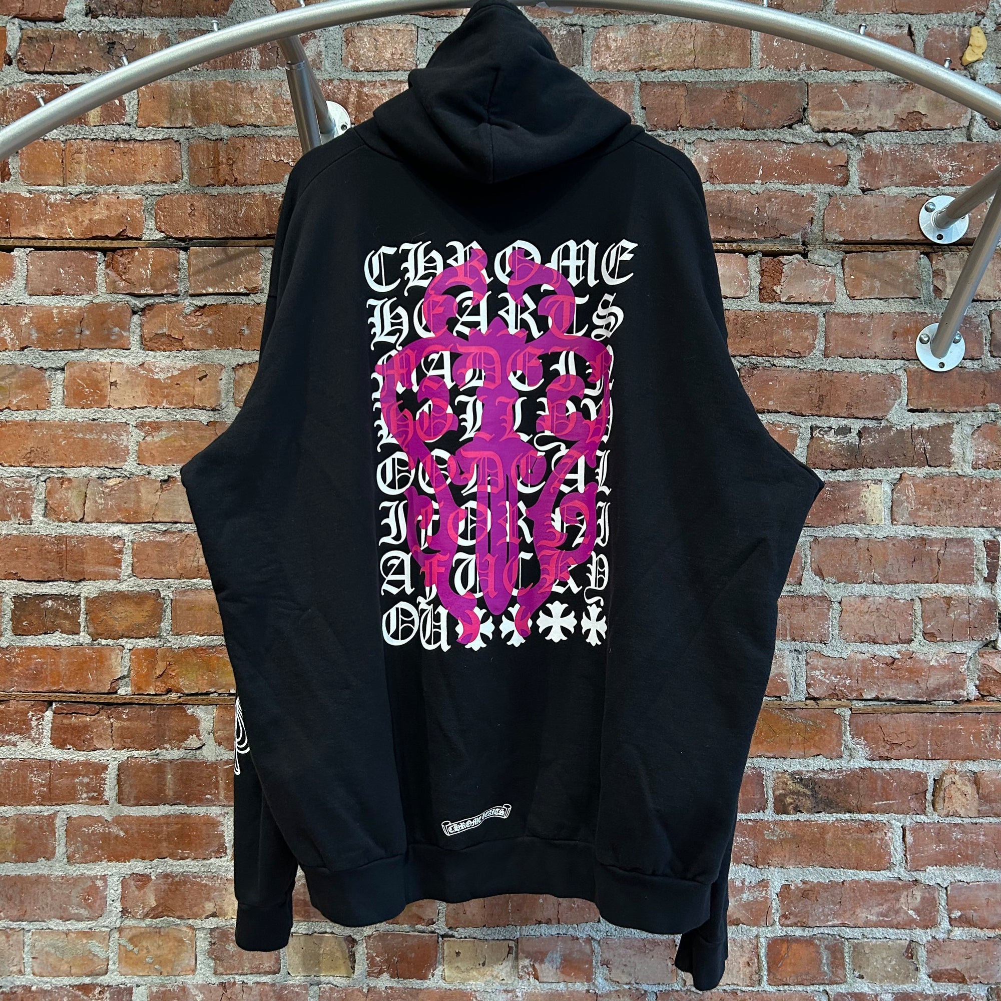 CHROME HEARTS DAGGER VINE EYE CHART ZIP HOODIE ‘BLACK’
