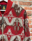 HYSTERIC GLAMOUR FOLK BLANKET KNITTED BOMBER ‘RED’