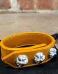 CHROME HEARTS RHODIUM CROSSBALL LEATHER BRACELET ‘YELLOW’