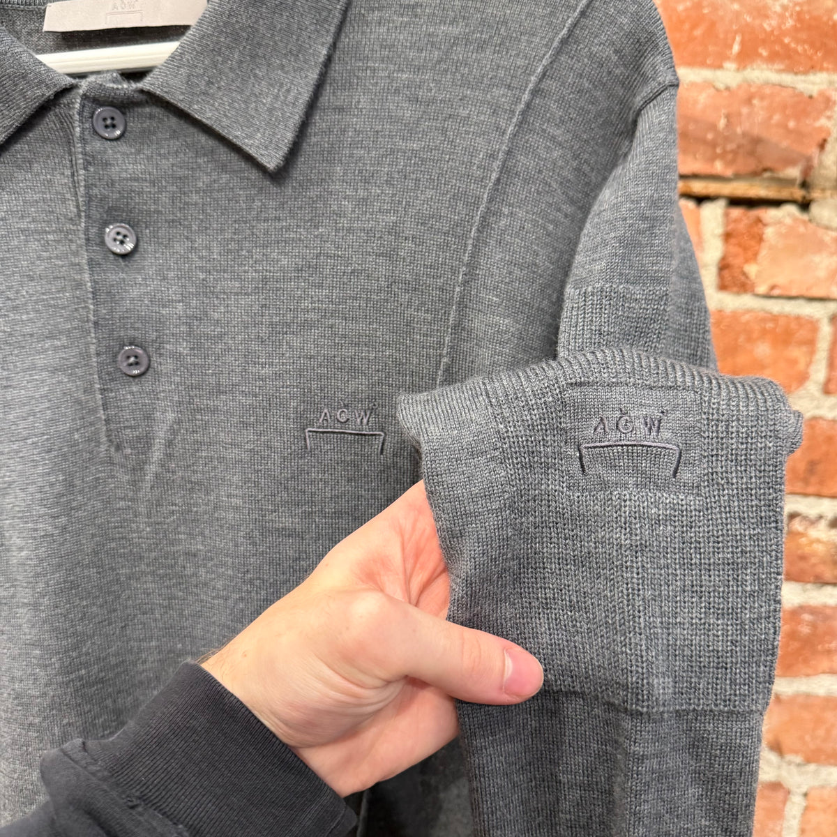 A-COLD-WALL RUGBY KNIT POLO LONGLSEEVE ‘GREY’