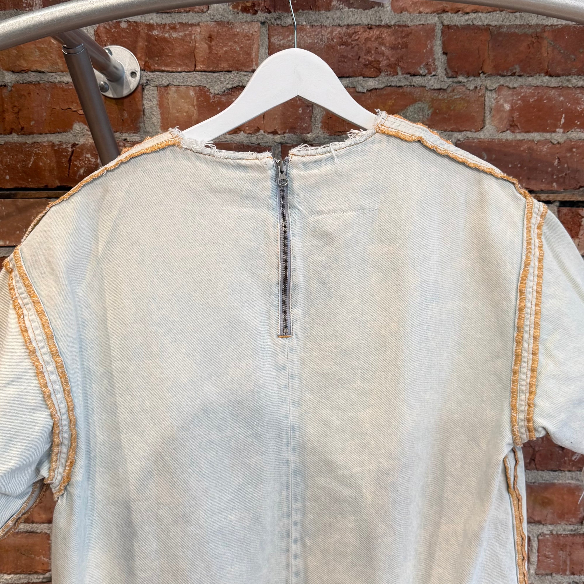 MAISON MARGIELA MM6 REVERSIBLE DISTRESSED DENIM TEE 'WHITE'