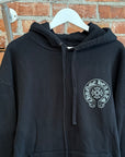 CHROME HEARTS ONLINE EXCLUSIVE SILVER GLITTER LOGO HOODIE ‘BLACK/SILVER’