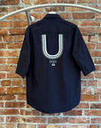 UNDERCOVER SS16 NO GODS NO MASTERS SHORT SLEEVE BUTTON-UP ‘NAVY’