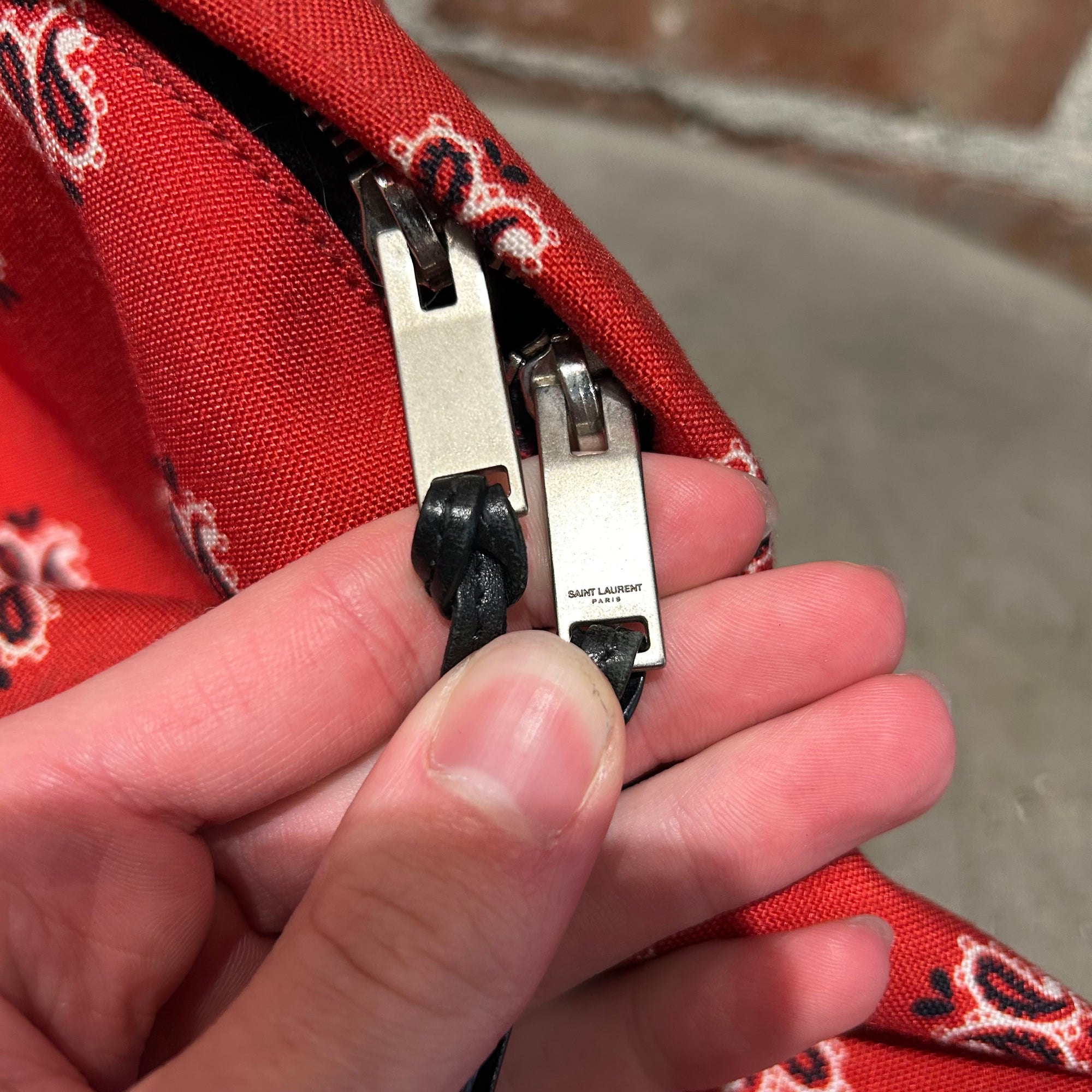 SAINT LAURENT SS15 PSYCH ROCK PAISLEY BACKPACK ‘RED’