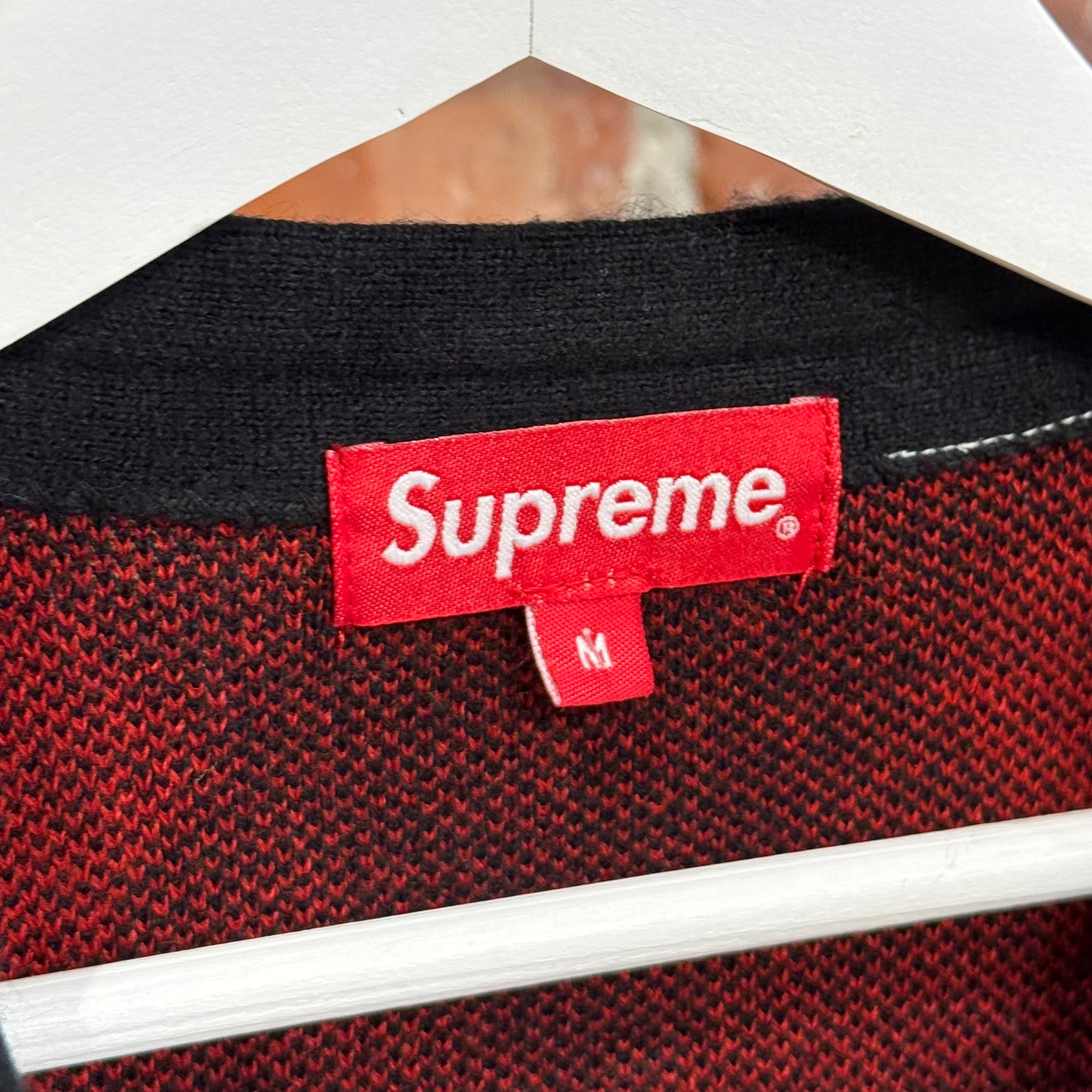 SUPREME SS18 BRUSHED ARGYLE CARDIGAN  ‘RED’