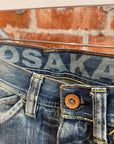 EVISU EU EXCLUSIVE THRASHED DENIM 'VINTAGE BLUE/IVORY'