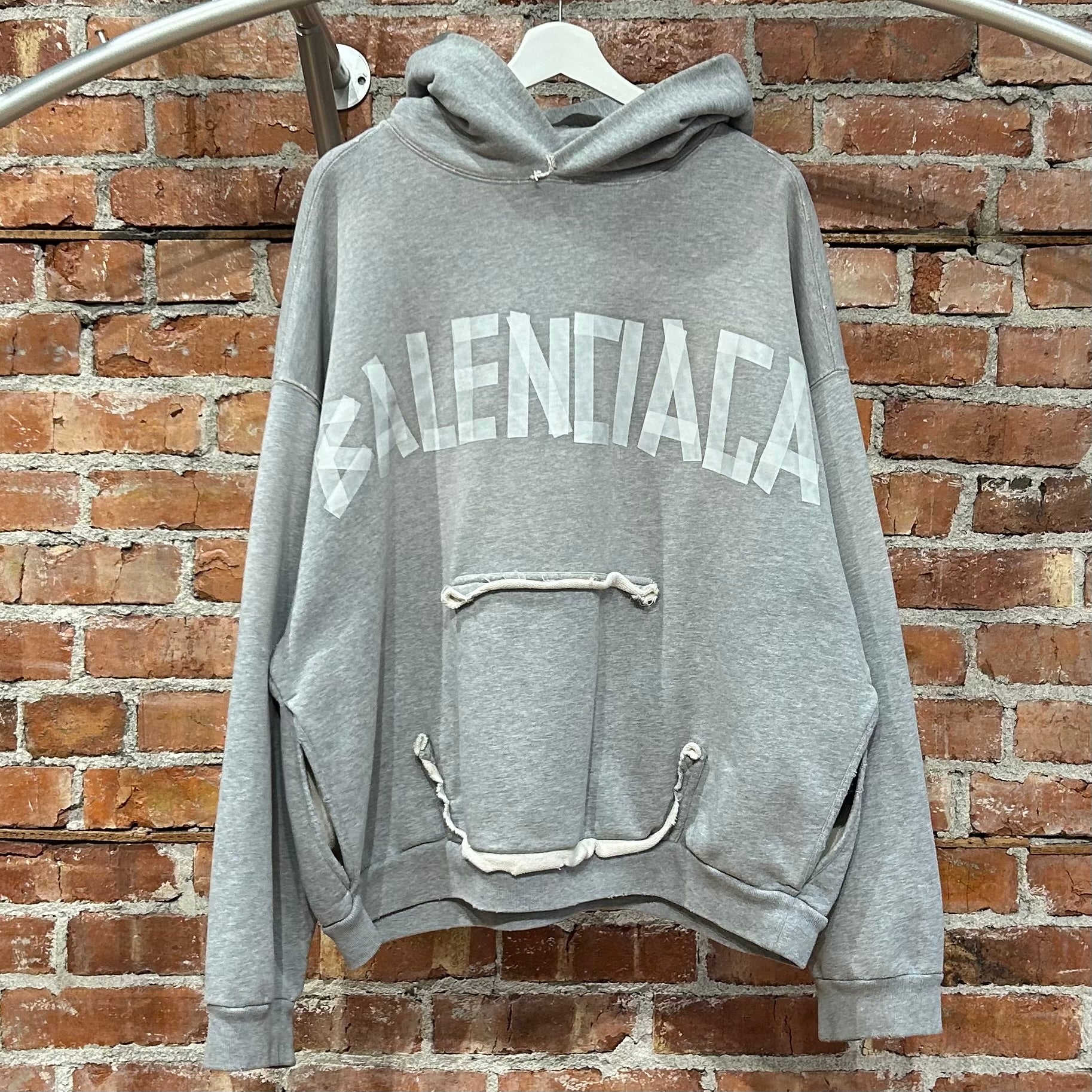 BALENCIAGA SS21 OVERSIZED TAPE HOODIE ‘GREY’